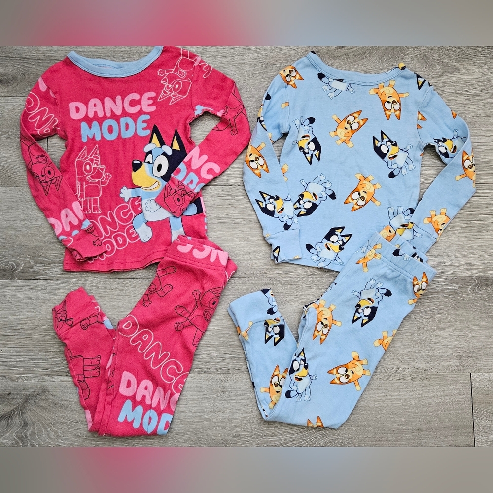 Bluey Girls Size 4 Pajamas Set Pink Blue Longsleeve Bingo